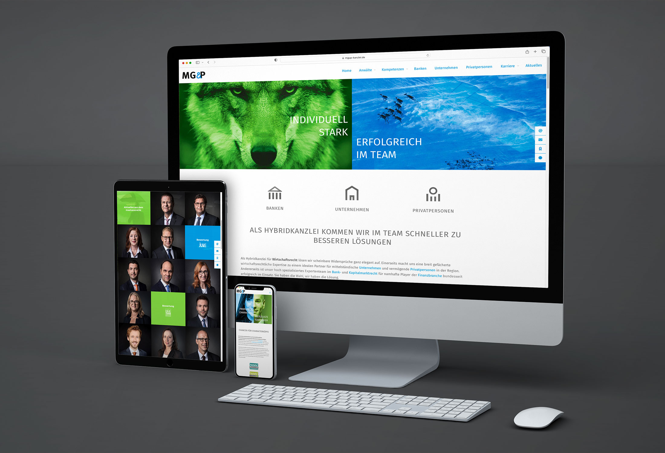 Kanzleimarketing-zB Kanzleiwebsite Hybridkanzlei MGUP Rechtsanwälte