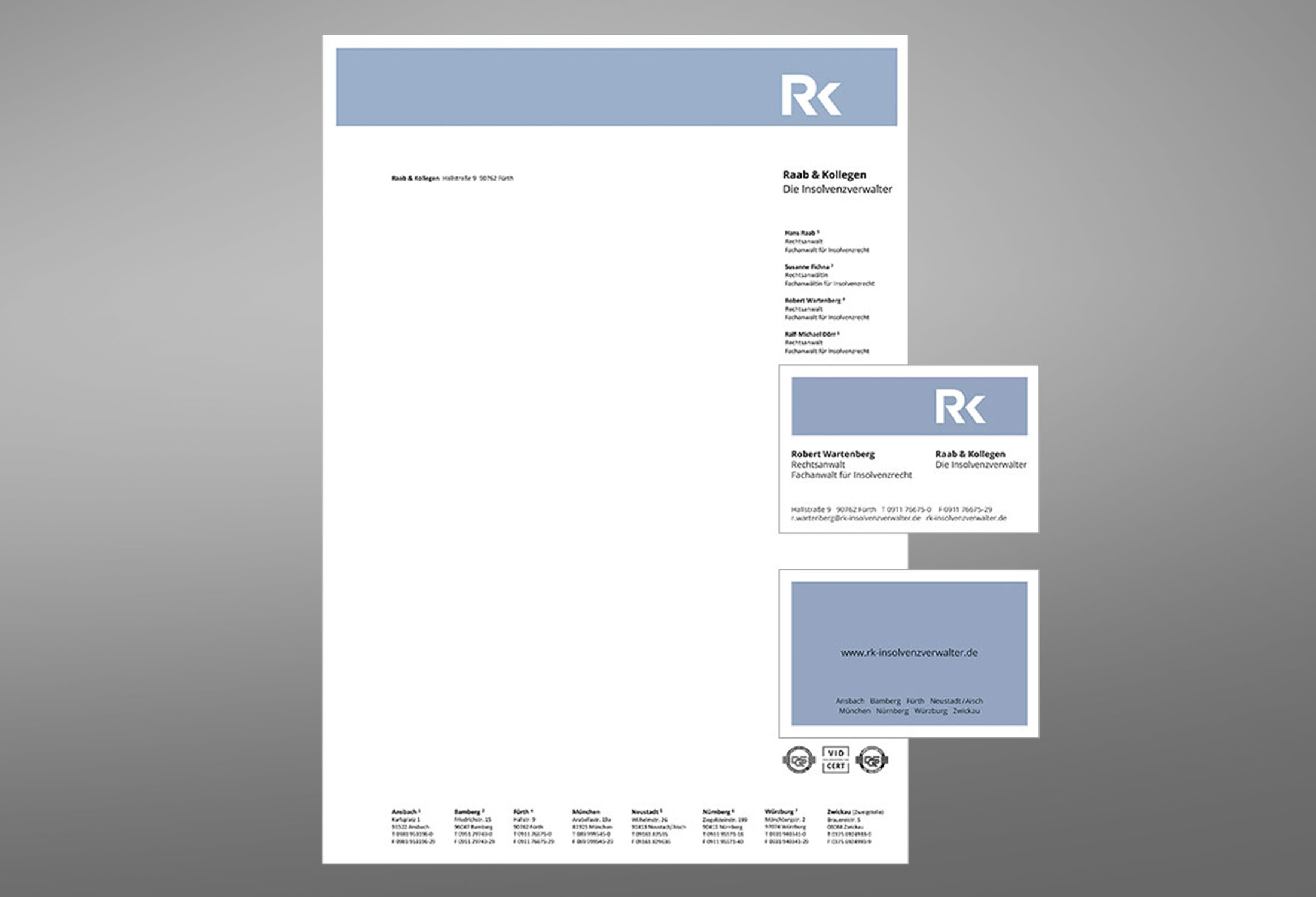 Kanzleimarketing-zB Geschäftsausstattung Insolvenzverwalter Raab und Kollegen