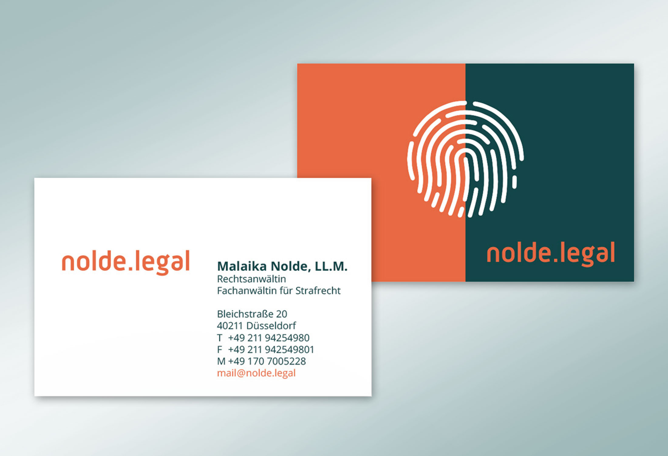 Kanzleimarketing-zB Kanzleiausstattung Geschäftsausstattung Visitenkarte nolde.legal